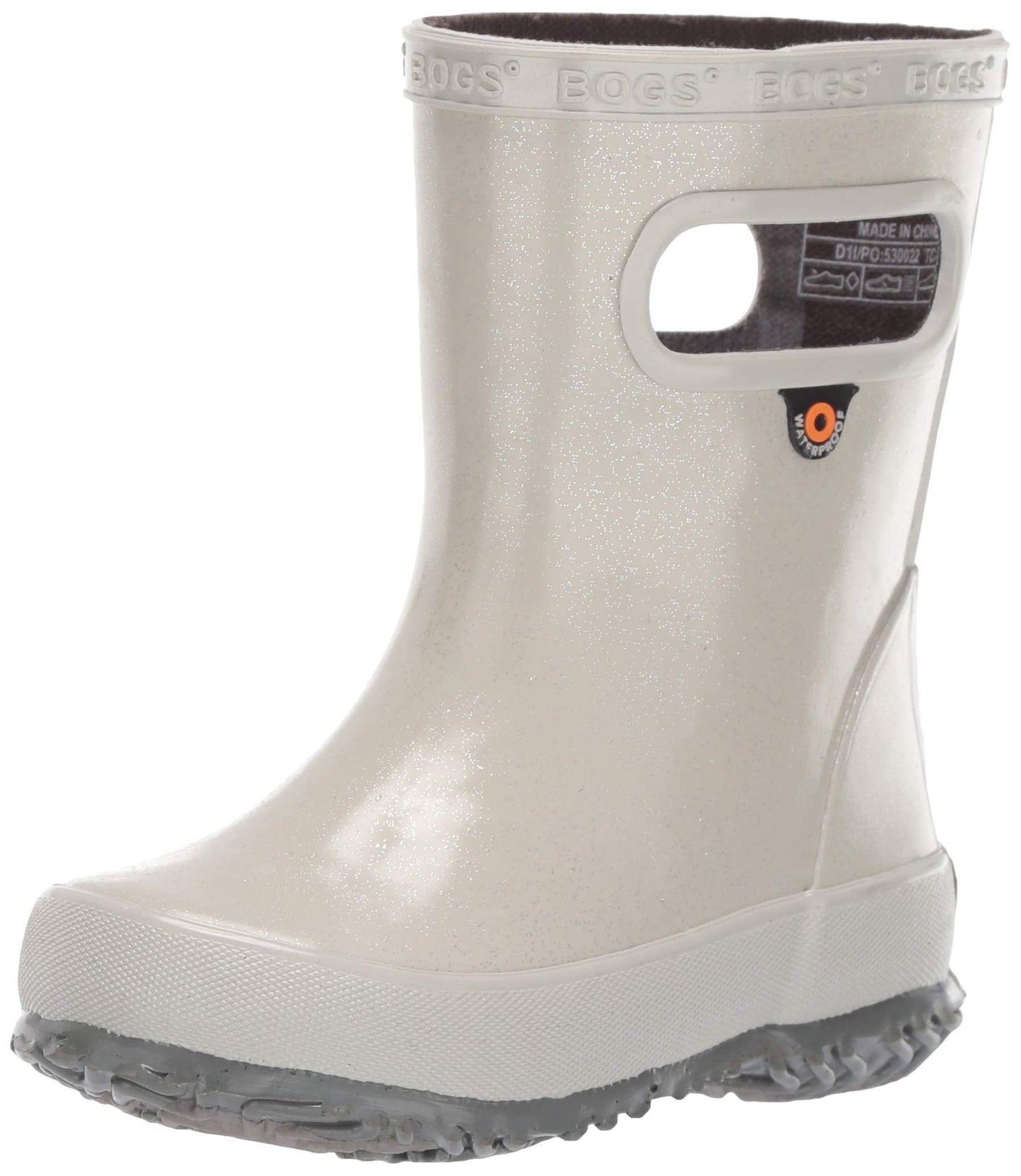 Bogs Skipper Rubber Waterproof Boys And Girls Rain Boot, Glitter-Silver, 6 Us Unisex Infant
