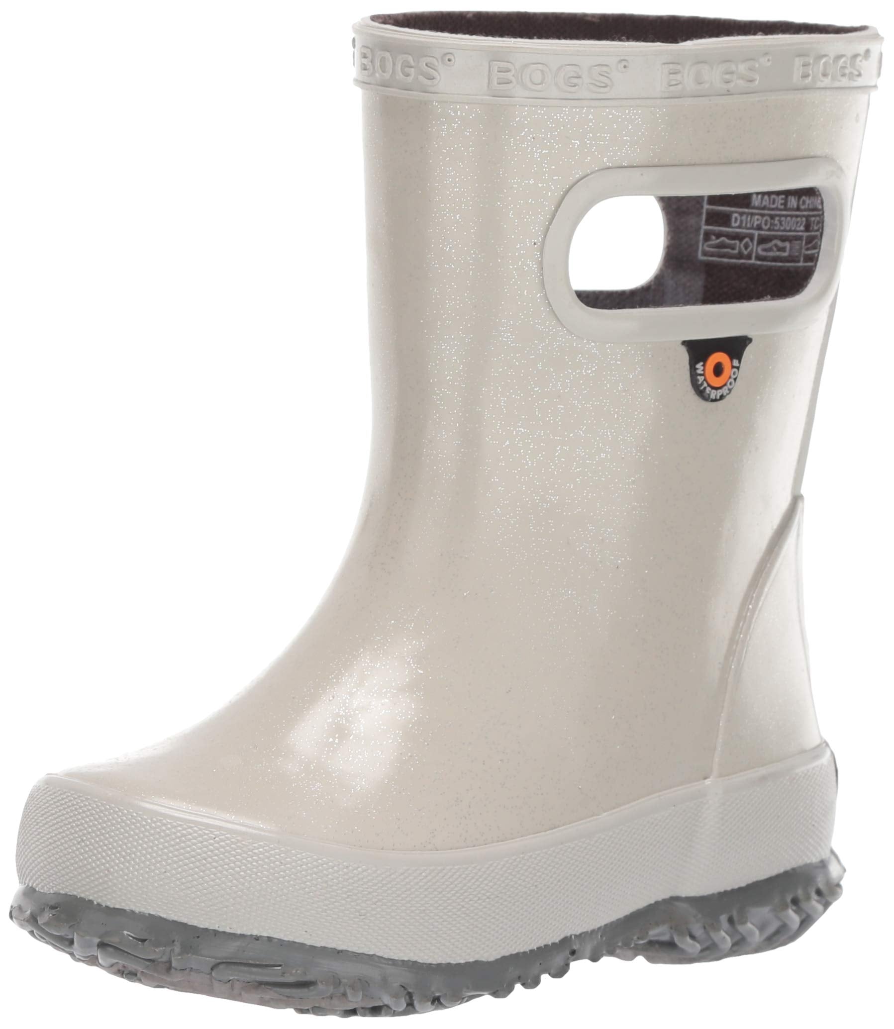 Bogs Skipper Rubber Waterproof Boys And Girls Rain Boot, Glitter-Silver, 6 Us Unisex Infant