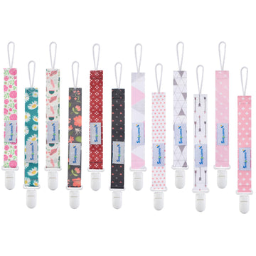 Smlpuame Pacifier Clip Girl,12 Pack Stylish Binky Clips Strap For Baby Girls,Paci Holder With Clip Lightweight Universal Fits Mo