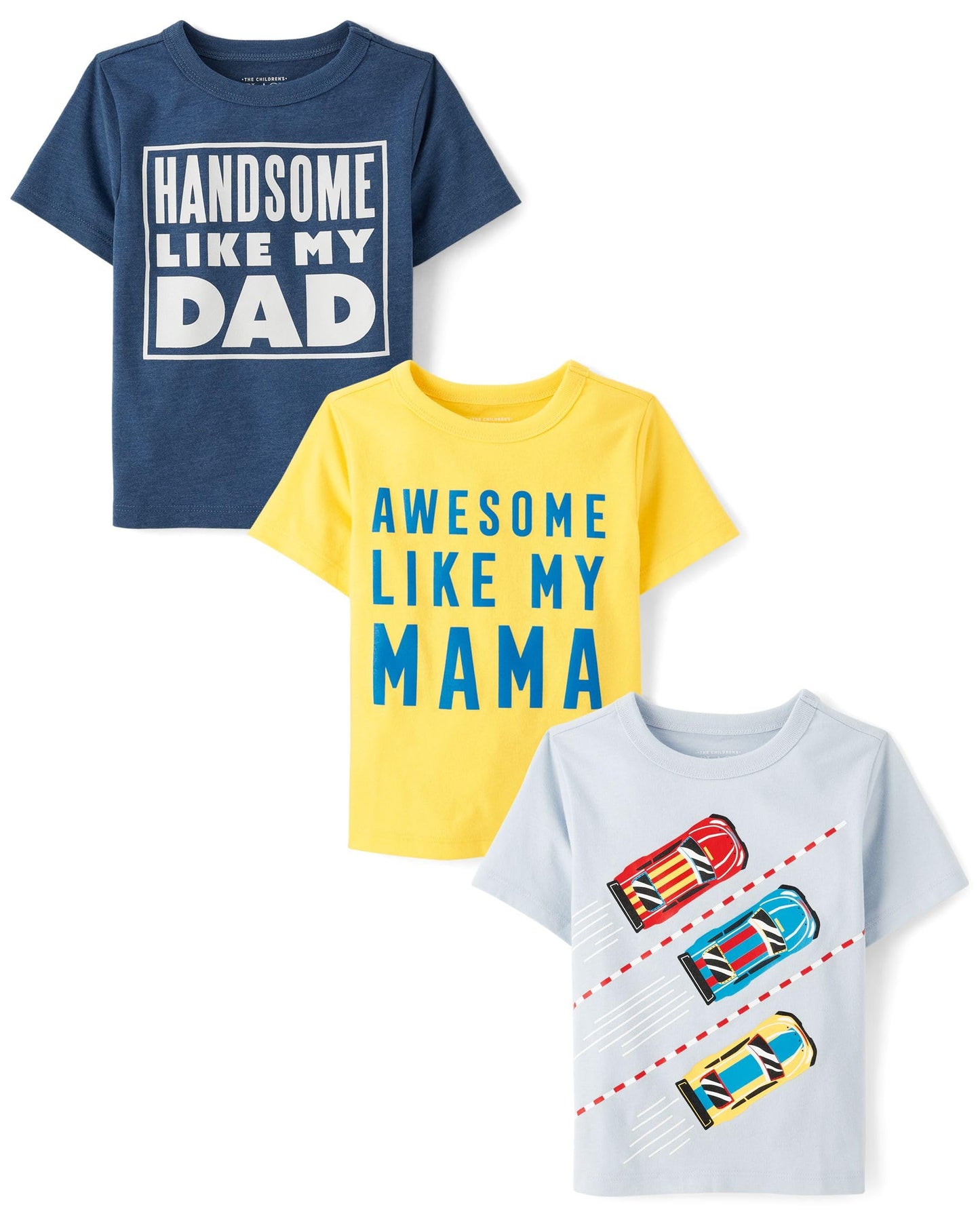 The Children'S Place,Baby Boys,And Toddler Family,Mom,Dad,Sibiling Short Sleeve Graphic T-Shirts,Multipacks,Handsome/Awesome/Car