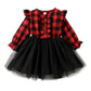 Younger Tree Toddler Kids Girls Clothes Christmas Dress Ruffle Red Plaid Black Mesh Skirt Outfits Overall Fall Winter (2-3T, Red