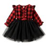 Younger Tree Toddler Kids Girls Clothes Christmas Dress Ruffle Red Plaid Black Mesh Skirt Outfits Overall Fall Winter (2-3T, Red