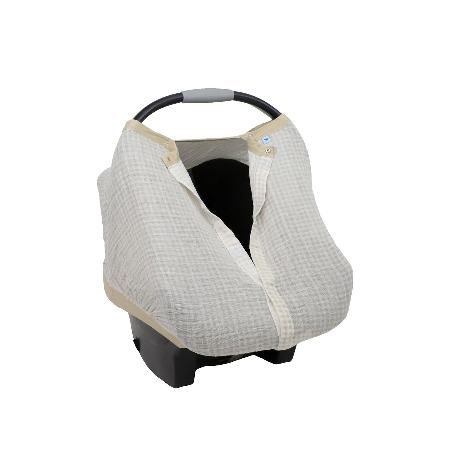 Little Unicorn Breathable Car Seat Canopy | Magnetic Closure Cover & Universal Fit | Protection & Privacy For Baby (Tan Gingham)