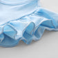 Twkioue Girl Ruffle Sleeve Dress Crewneck Tutu Tulle Fluffy Solid Color Dresses 817 Blue 100