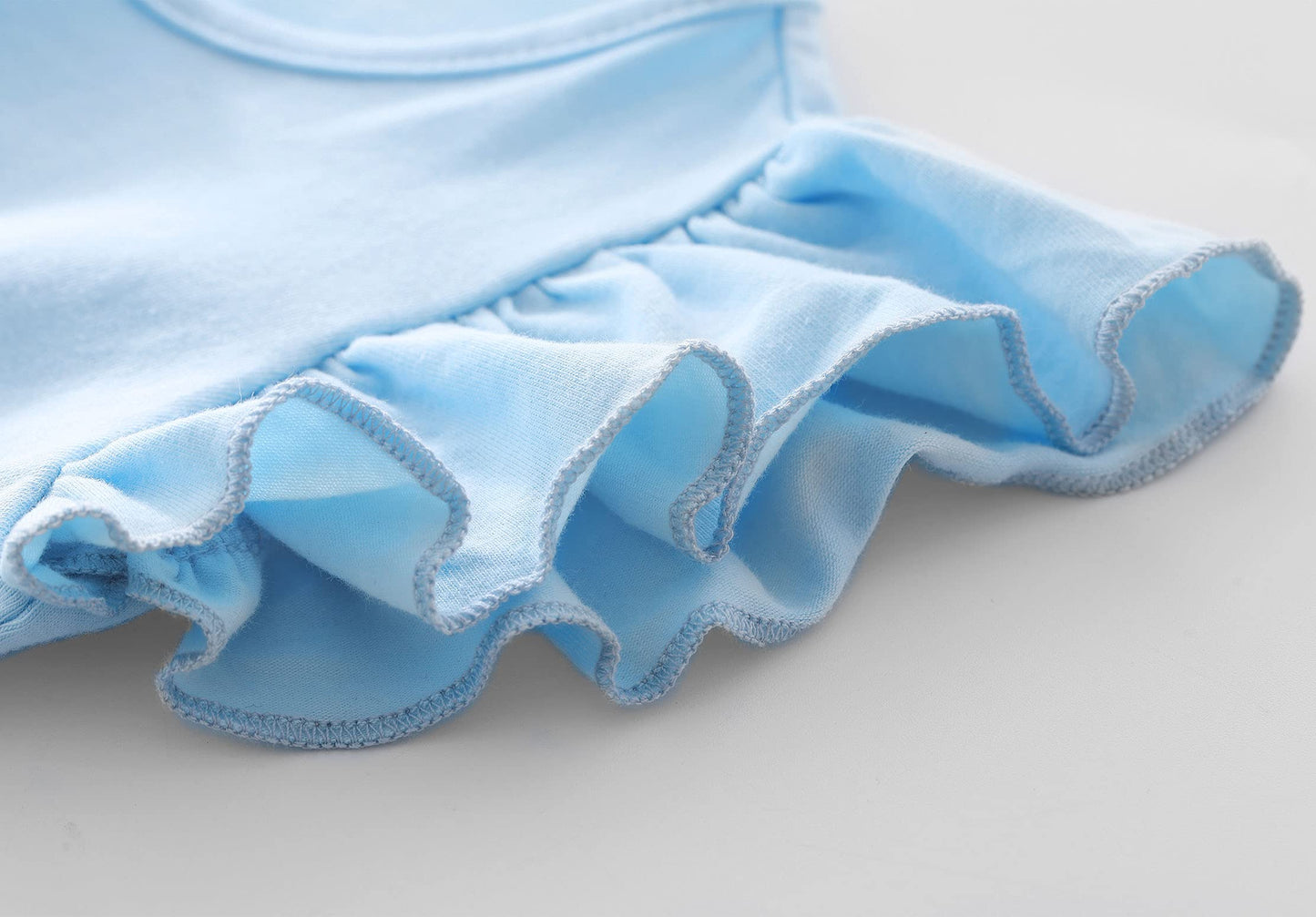 Twkioue Girl Ruffle Sleeve Dress Crewneck Tutu Tulle Fluffy Solid Color Dresses 817 Blue 100