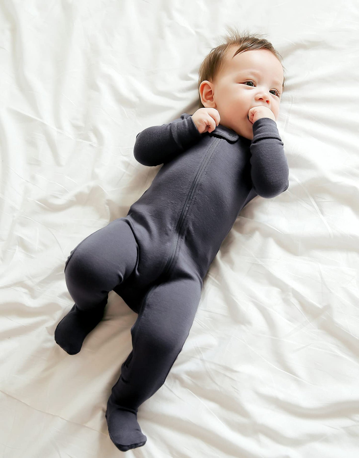 Vaenait Baby Toddler Boys Girls Solid Footie Pajama Cozy Modal Chacoal 3-6M