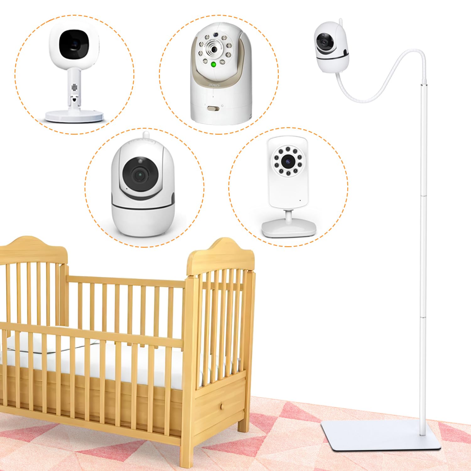 Baby Monitor Floor Stand Mount Compatible With Hellobabyhb6550/Hb65/Hb40/Hb6339/Anmeate Sm24, Baby Ganibs, Bonoch, For Infant Op