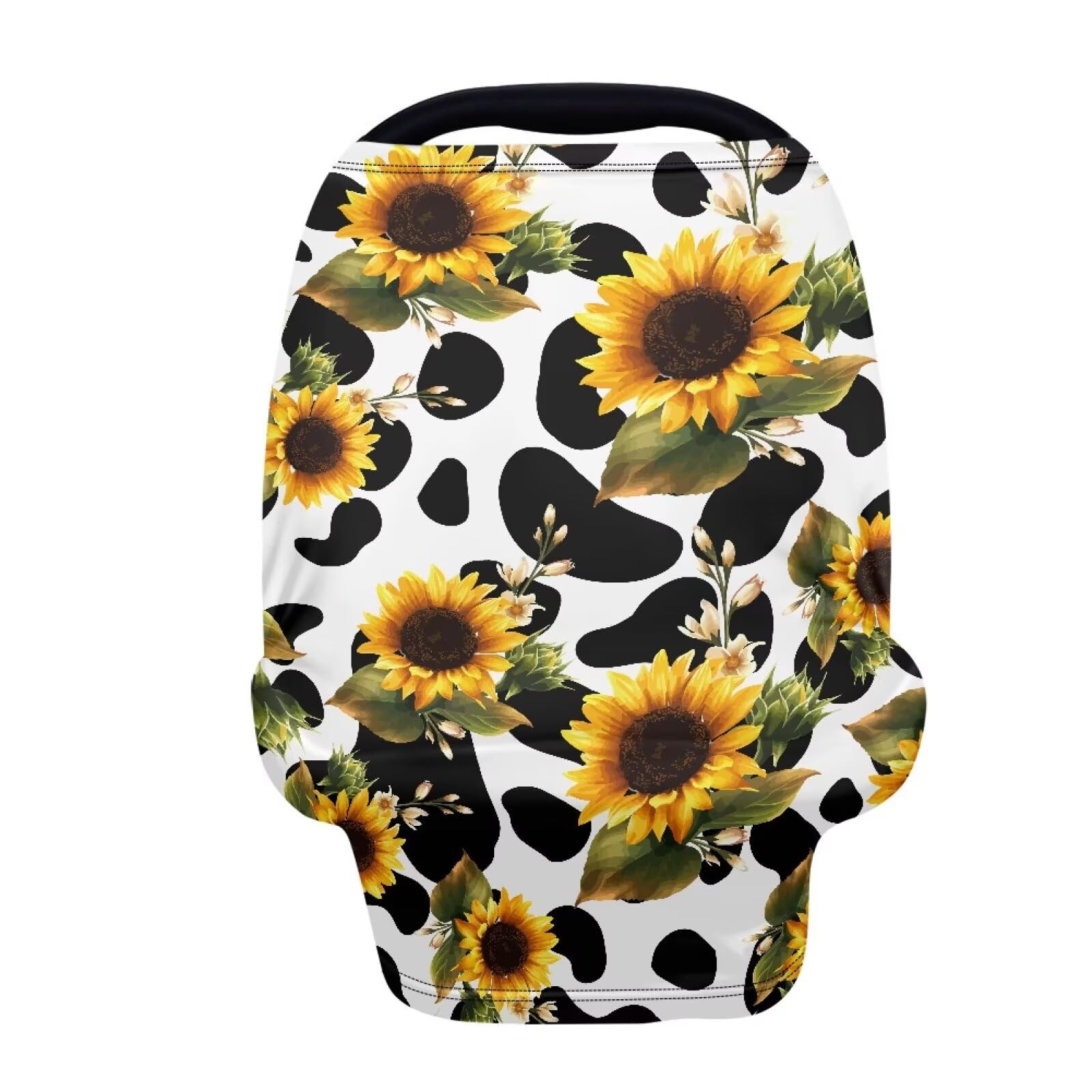 LedBack Sunflowers Cow Print Car Seat Cover for Babies, Soft Breastfeeding Cover Outdoor Breathable Baby Carseat Canopy, Easy to