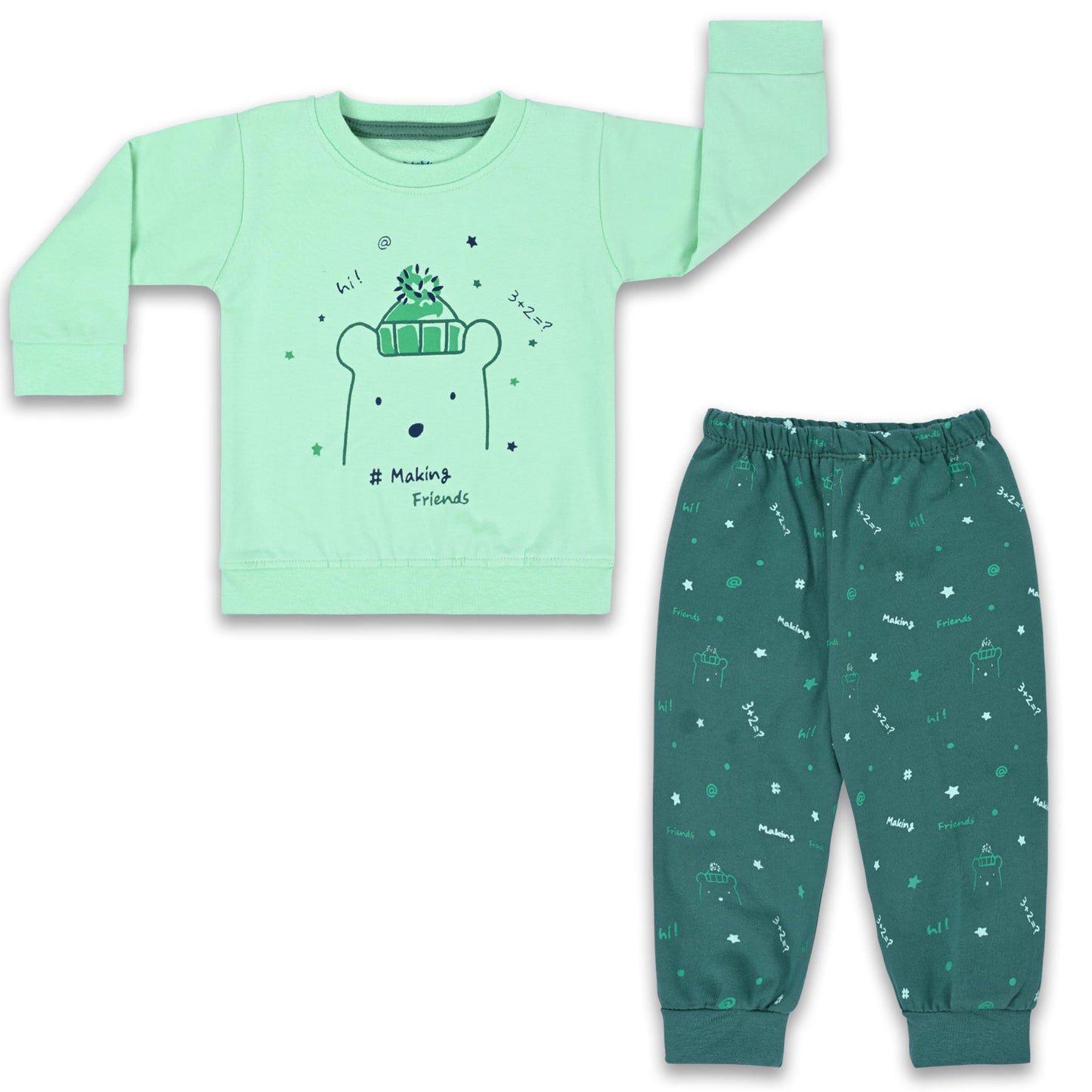 Wish Karo Infant Girls Green Printed Night Suit(btef716lg_Light Green_12yrs)