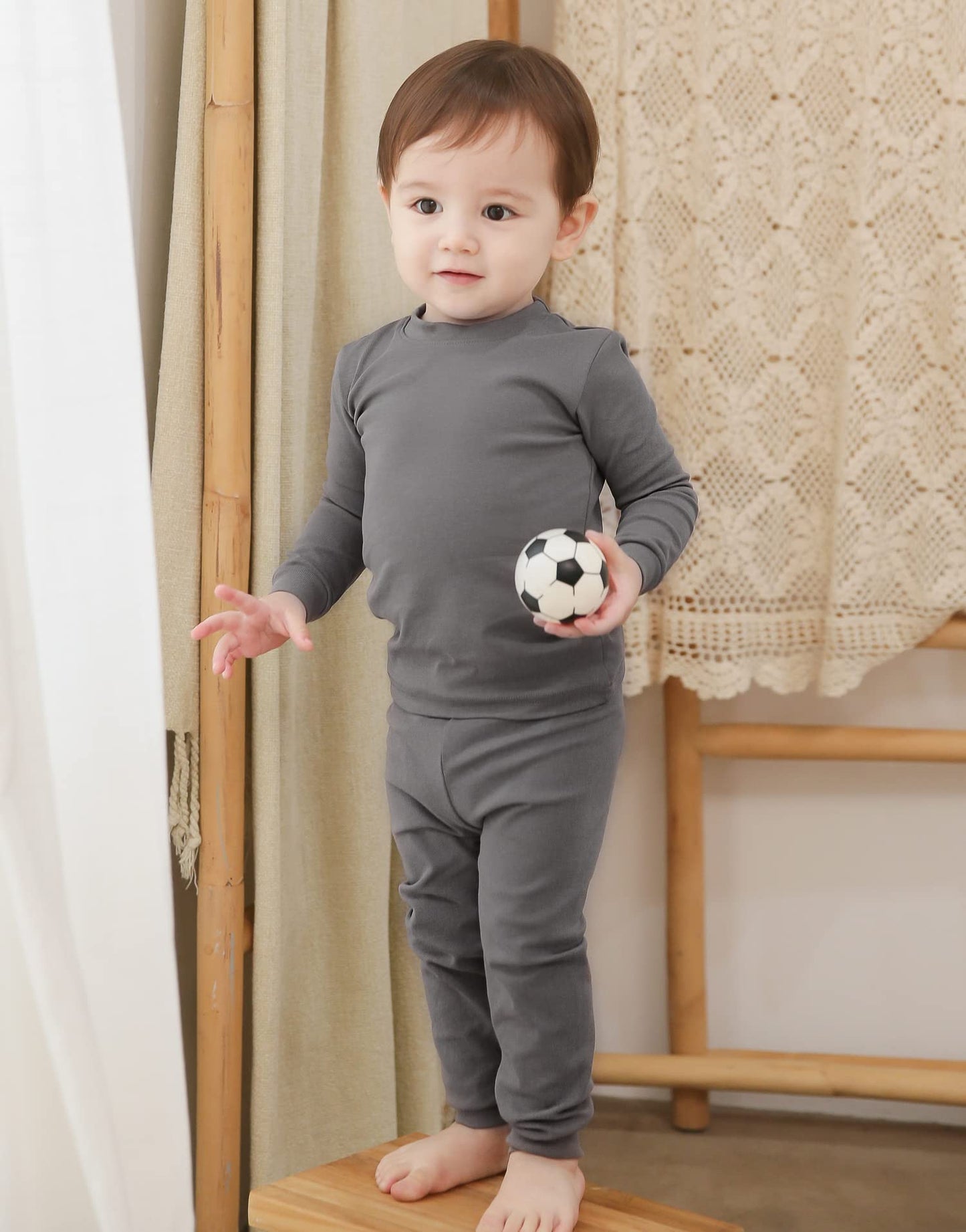 Vaenait Baby Infant Toddler Kids Cotton Sleepwear Pajama Pjs 2Pcs Set Basic Warmgrey Jm