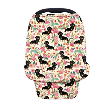 Afpanqz Floral Dachshunds Baby Car Seat Cover Canopy And Nursing Cover Infant Car Canopy Spring Autumn Winter Snug Warm Breathab