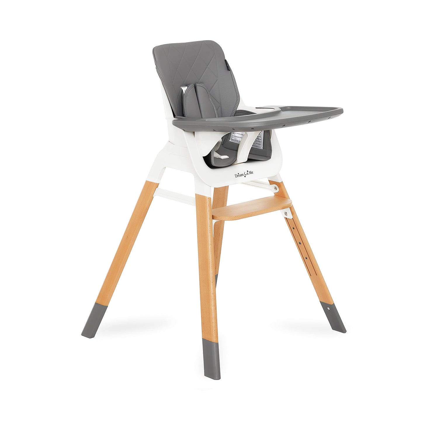 Dream On Me Nibble Wooden Compact High Chair In Light Grey | Light Weight | Portable |Removable Seat Cover I Adjustable Tray I B