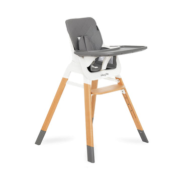 Dream On Me Nibble Wooden Compact High Chair In Light Grey | Light Weight | Portable |Removable Seat Cover I Adjustable Tray I B