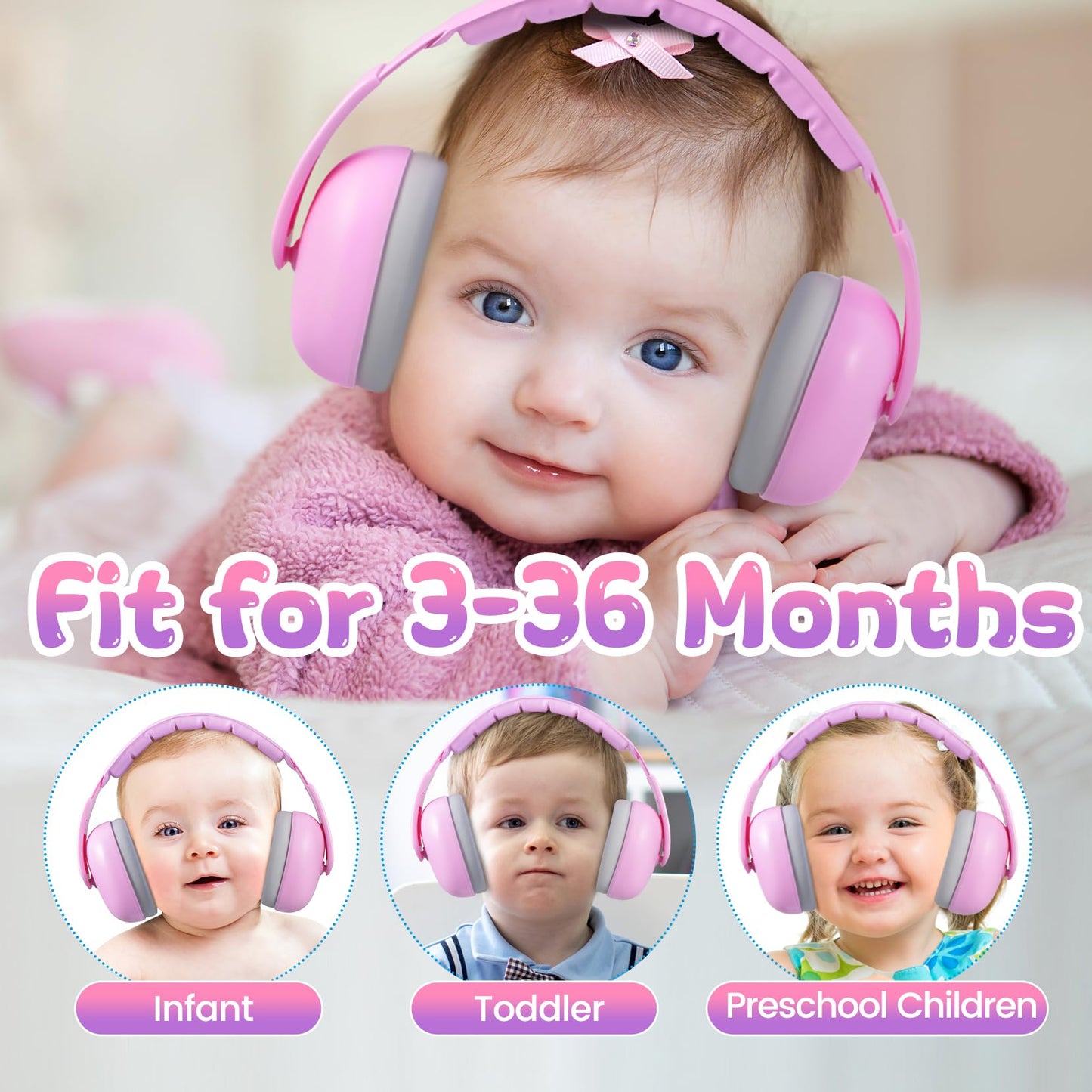 Baby Headphones For Noise, [2024 Upgraded Saftey Version], Baby Ear Muffs Noise Protection, Toddler Infant Noise Cancelling Head