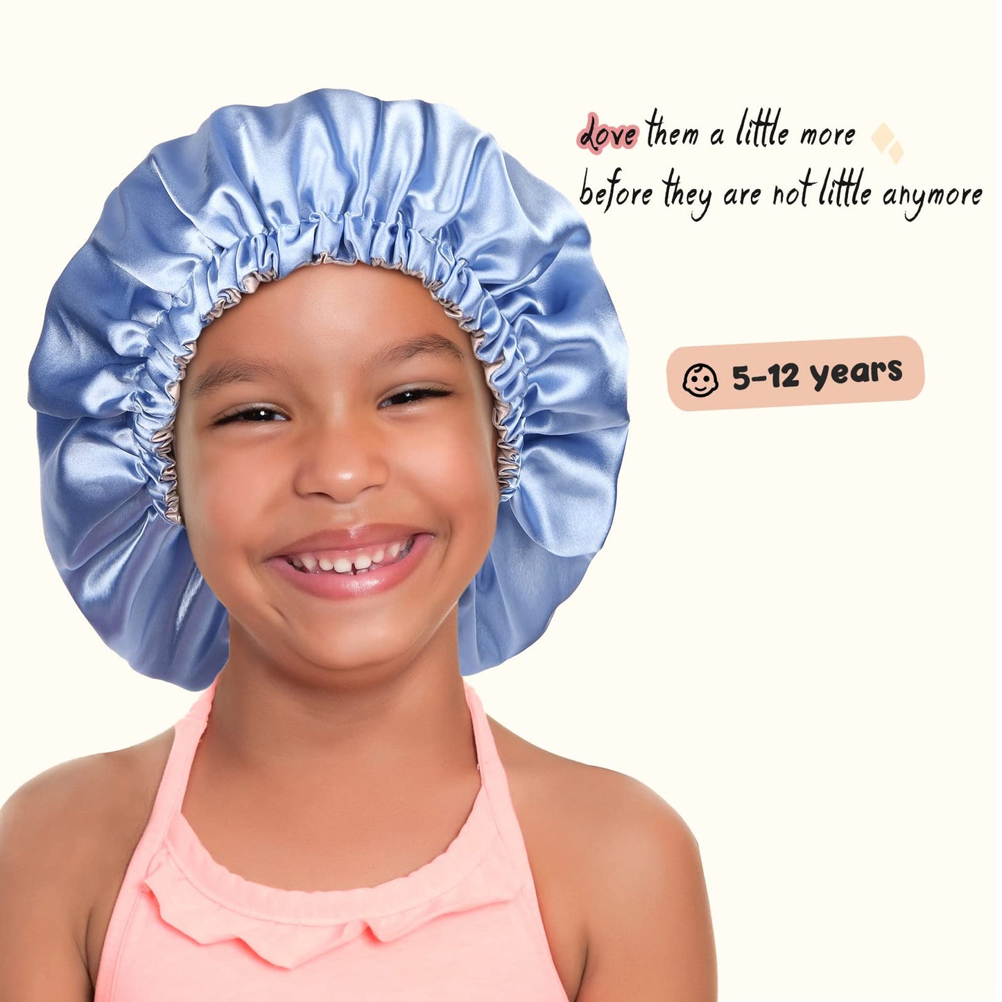Yanibest Kids Satin Bonnet Sleep Cap For Curly Hair - Double Layer Reversible Adjustable Silky Satin Cap For Teens Toddler Child