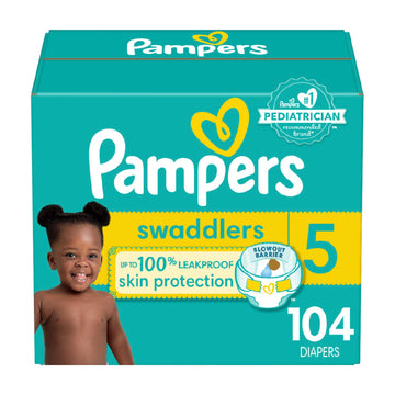 Pampers Baby Diapers - Swaddlers - Size 5, 104 Count, Ultra Absorbent Disposable Infant Diaper
