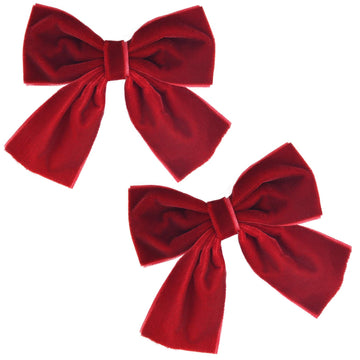Deeka 2 Pcs 4' Hand-Made Velvet Hair Bows Alligator Clips Hair Accessories For Little Teen Toddler Girls Kids Set Of 2 -Dark Re