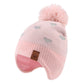 Jangannsa Knitted Baby Hat Scarf Set Winter Warm Boys Girls Beanie Fleece Lining Toddler Kids Hats With Pompom (Pink Heart Hat,