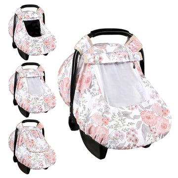Car Seat Cover Baby, Hnhuaming Infant Car Seat Covers Canopy For Babies Girls, Warm & Windproof Pink Newborn Carseat Covers With
