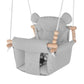 Baby Swing Outdoor Indoor, Secure Canvas Baby Swing,Wooden Baby Hanging Swing for Infant,Toddler Swing Seat,3-Point Adjustable S