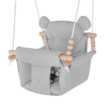 Baby Swing Outdoor Indoor, Secure Canvas Baby Swing,Wooden Baby Hanging Swing for Infant,Toddler Swing Seat,3-Point Adjustable S