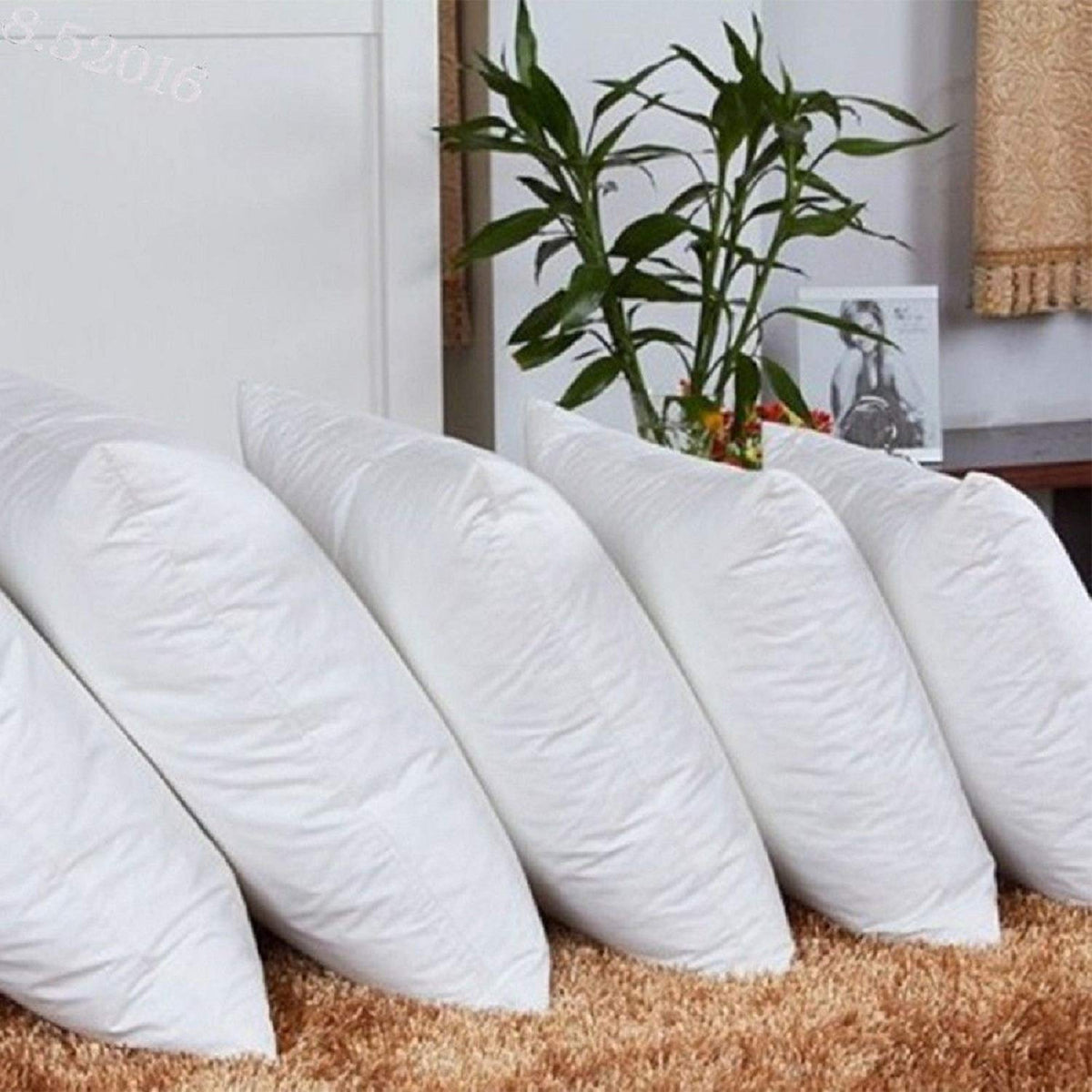 THE HOME STYLE Cotton Vaccum White Cushion Fillers (Set of 5) (18 x 18 INCH)