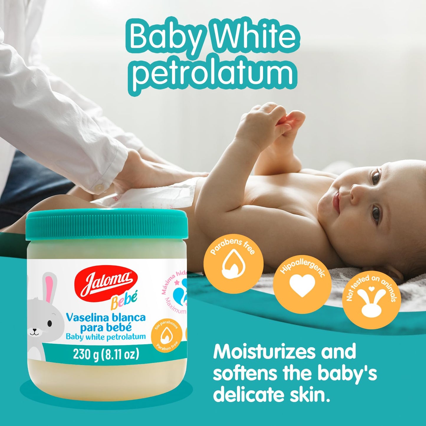 Jaloma Baby Petrolatum, Baby Vaseline Moisturizes And Softens Baby Skin, 8.11 Oz Jar