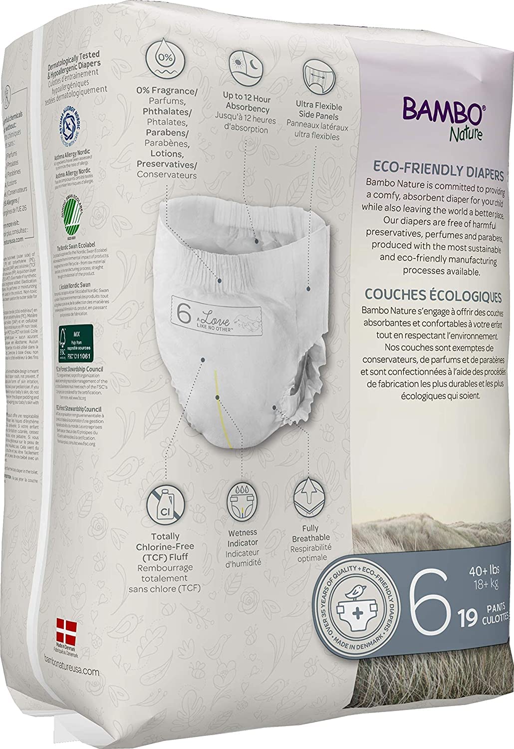 Bambo Nature Premium Training Pants - French/English Packaging, Size 6, 19 Count
