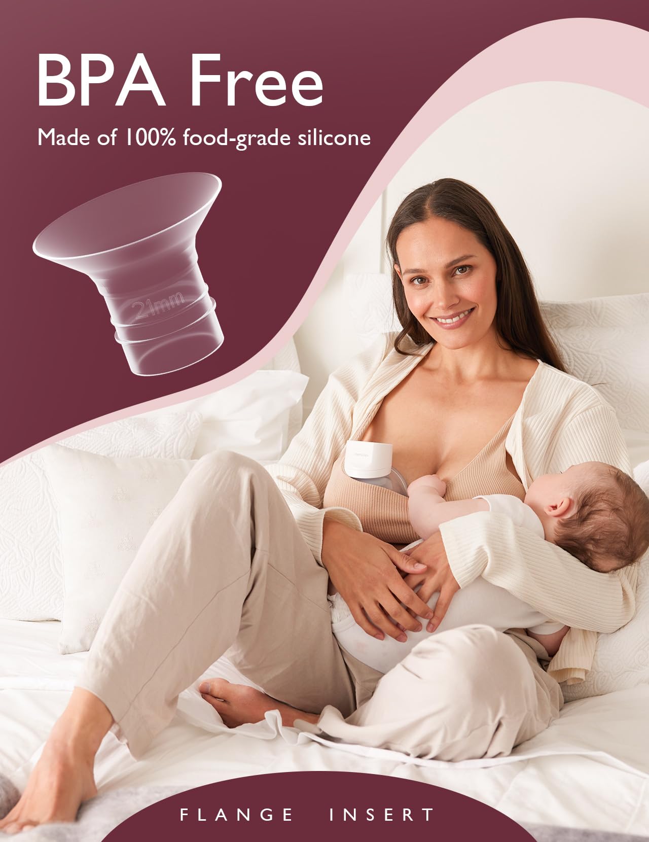 Momcozy Flange Insert 21Mm Compatible With 24Mm Flange/Shield Of Most Pumps, Insert For Breast Pump Replacement Accessories, 4Pc