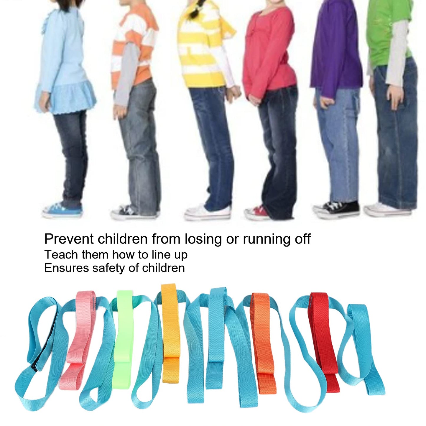 Joyzan Safety Walking Rope, Toddler Outdoor Walk Line Colorful Handles 12 Children 2 Teacher Short Detachable Transition Wrist L