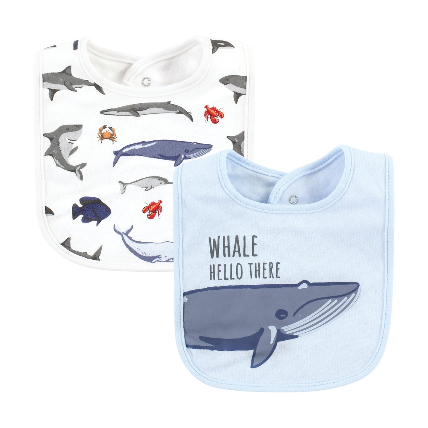 Hudson Baby Unisex Baby Cotton Bibs, Boy Whale Shark, One Size
