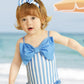 Mioglrie Toddler Baby 3T Swimsuit Girl 4T Bathing Suit Girls One Piece Swimwear Blue Ruffle Stripe Summer Beach Swim Suit