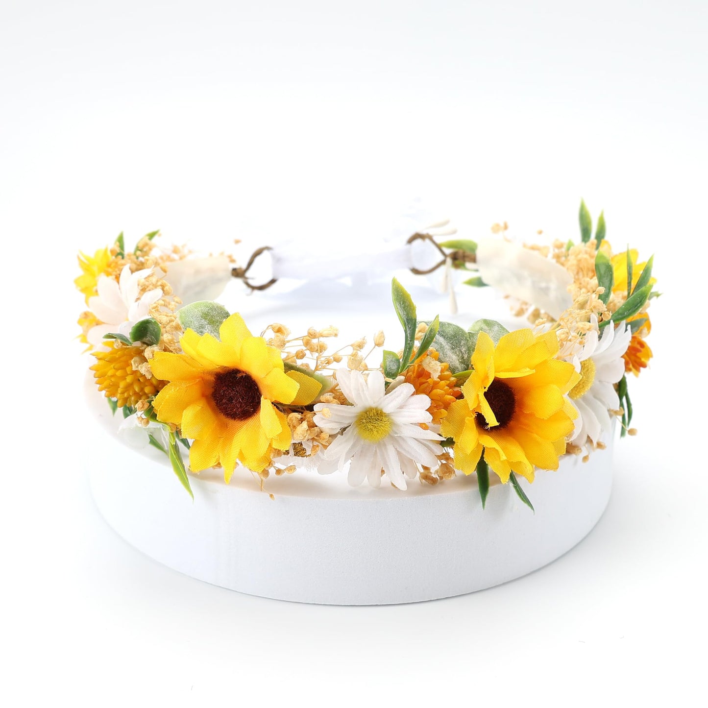 PoshMyra Sunflower Daisy Flower Crown for Toddler 1st Birthday Party Headpieces Midsummer Headband Baby Girls Hair Wreath Photo