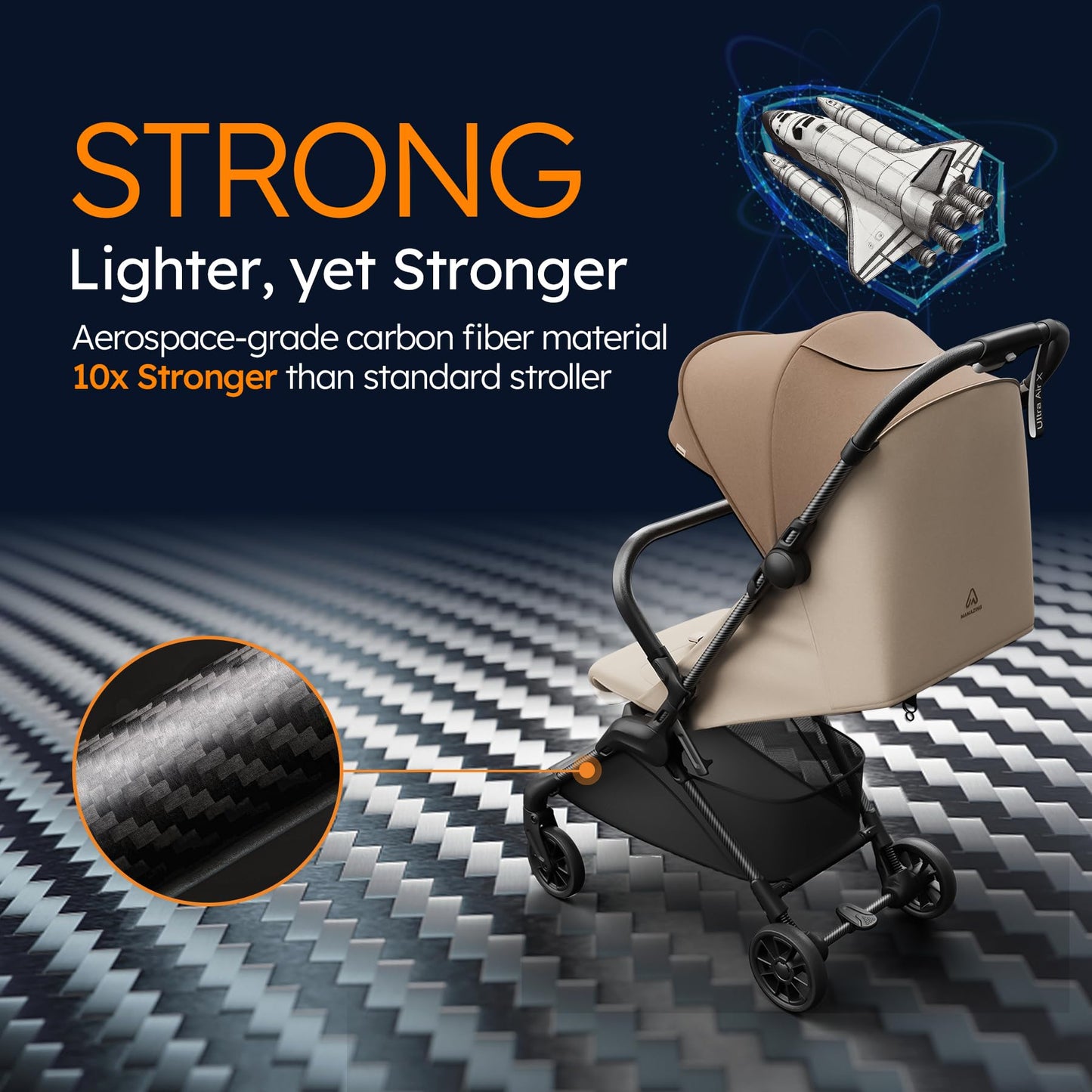 Lightweight Baby Strollers For Airplane, Ultra-Compact Travel Stroller, Light & Strong Portable Toddler Stroller With Carbon Fib