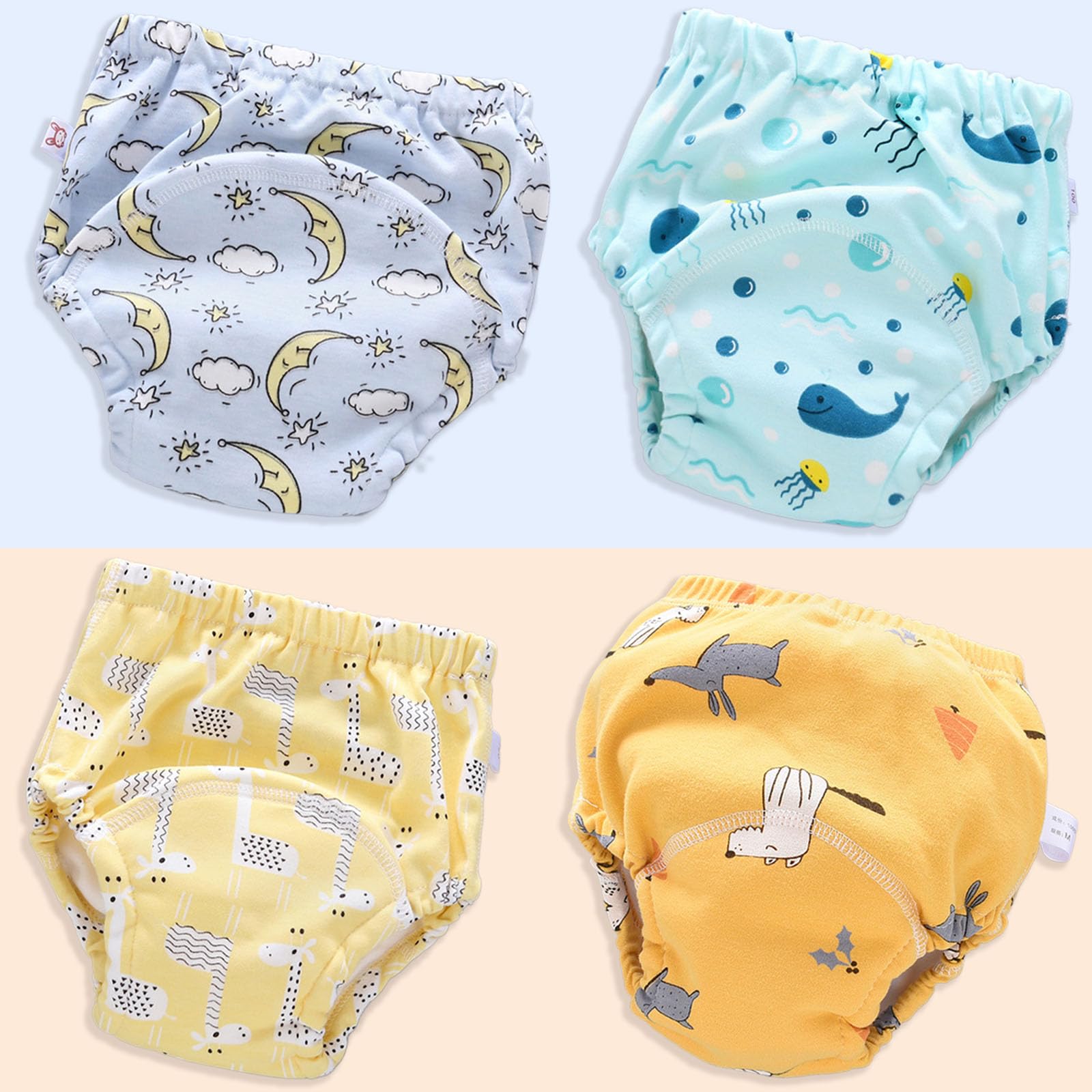 Upairy Training Underwear For Girls & Boys, Potty Training Pants, Toddler Underwear (4Pcs F, Large)