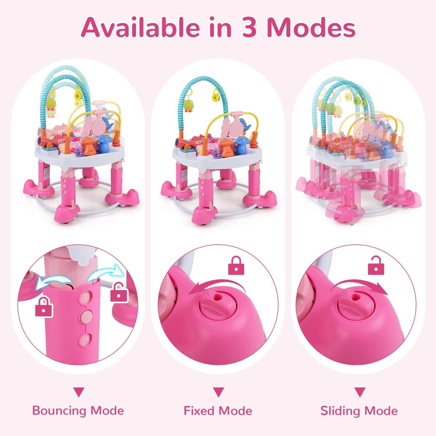 INFANS Baby Bouncer Activity Center, 5 in 1 Toddler Bouncing Activity Saucer Playtime Mat Activity Table with 360Rotating Seat,