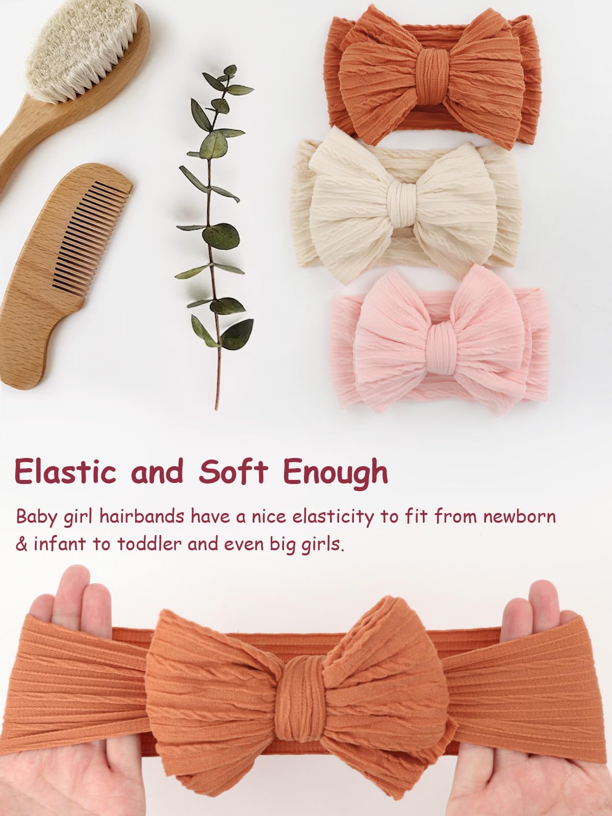 Aqokka Baby Bows Headbands Nylon Newborn Baby Headbands Toddler Infant Hairbands With Big Bows For Baby Girl Newborn Essentials