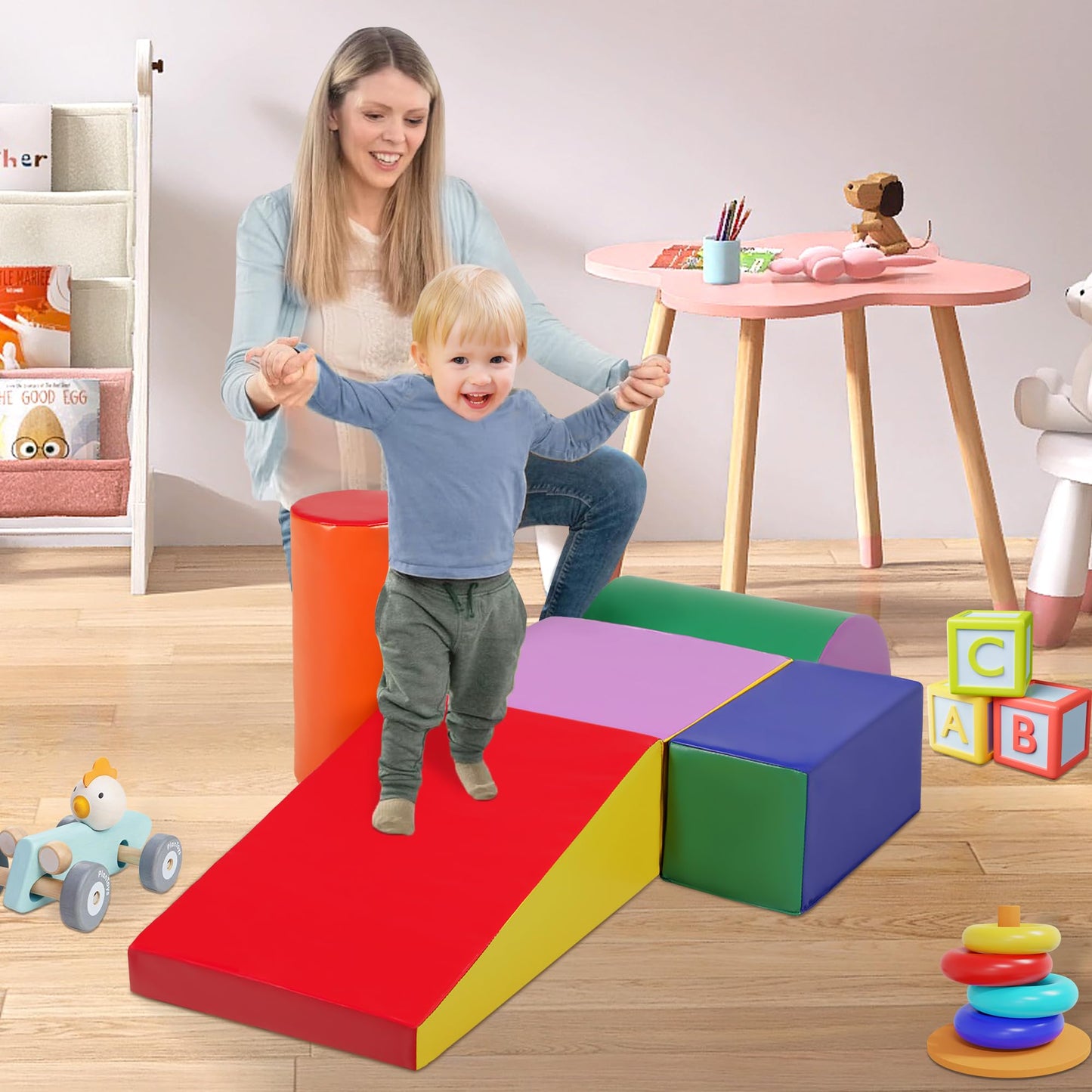 Todefull Foam Climbing Toys For Toddlers, 5 Piece Soft Climbing Blocks, Lightweight Baby Climbing Gym, Indoor Baby Activity Play