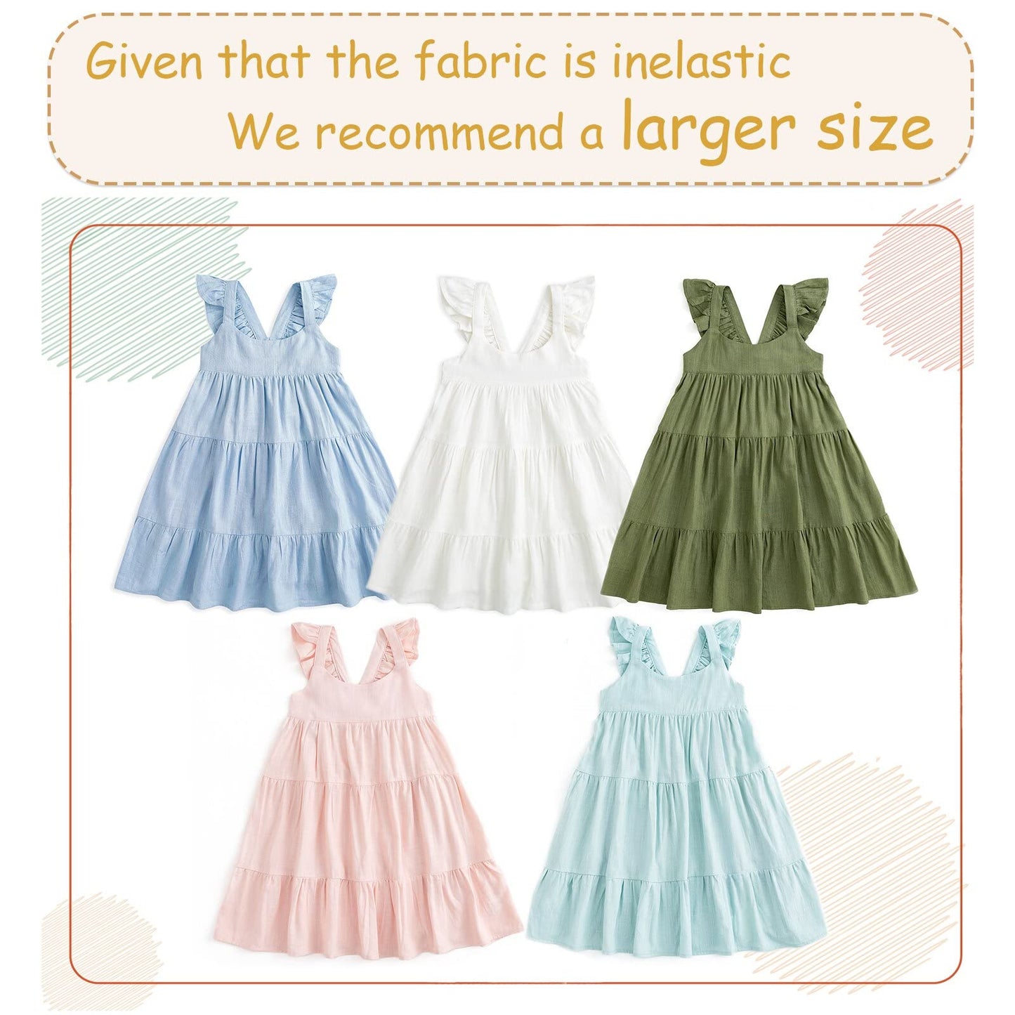 Curipeer Baby Girl Cotton Linen Dress With Smocking Casual Infant Dress Sleeveless Pink 2 Years