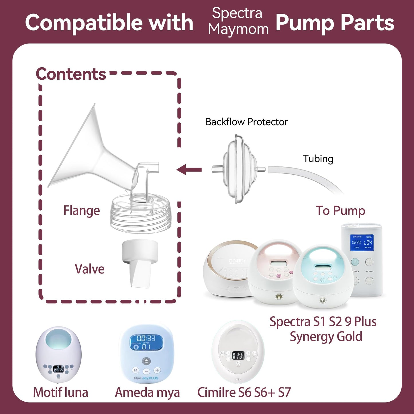 Tovvild Breast Pump Parts For Spectra S1 S2, Replacement Pump Parts 24 Mm Flange Compatible With Motif Luna/Amada Mya, For Spect
