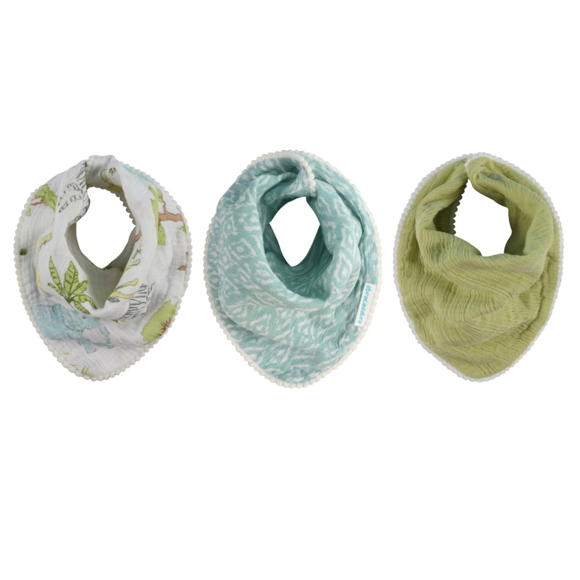 Abracadabra Muslin Bandana Bibs With Adjustable Snap Button Closure, Super Absorbent, Soft, Comfortable & Lightweight, Set Of 3 