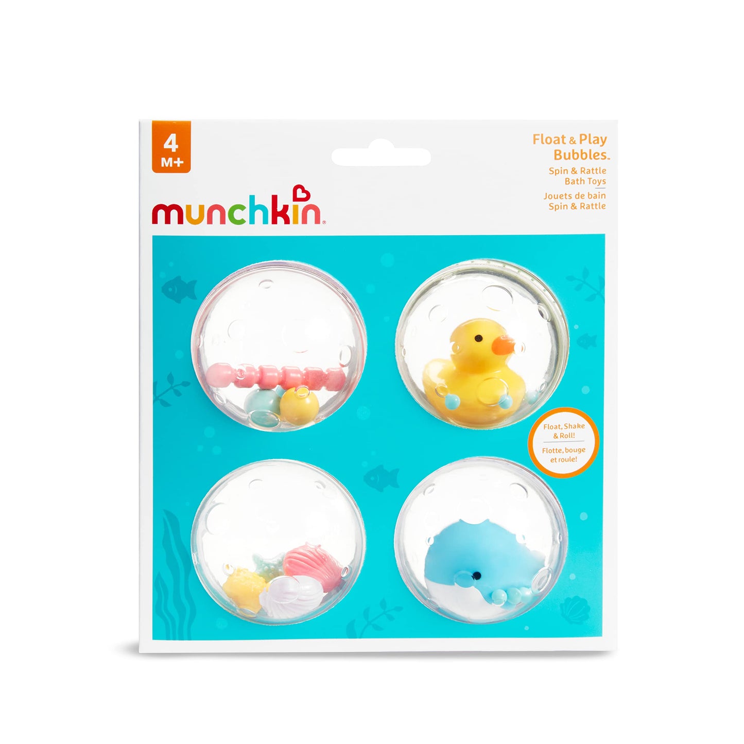Munchkin Float & Play Bubbles Baby and Toddler Bath Toy, 4 Count