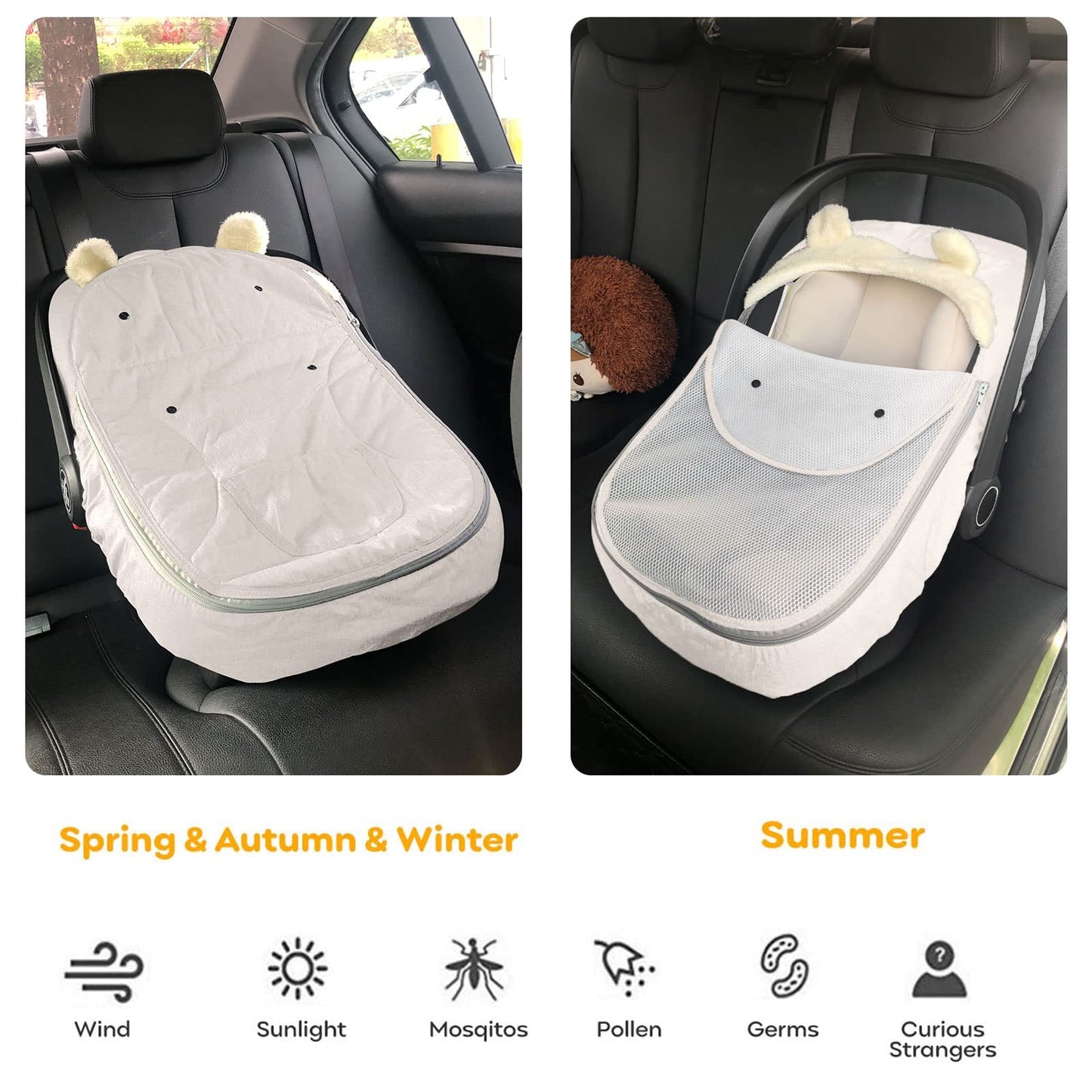 Car Seat Cover Baby Carseat Covers,Car Seat Covers For Babies Winter,Universal Infant Car Seat Canopy Shield For Cold Weather, W