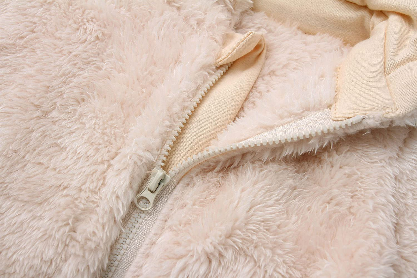 Baby Boy'S Fleece Down Coat 0-12 Months Toddlers Cute Bear Jumpsuits Winter Hooded Rompers With Zipper Beige 3-6M