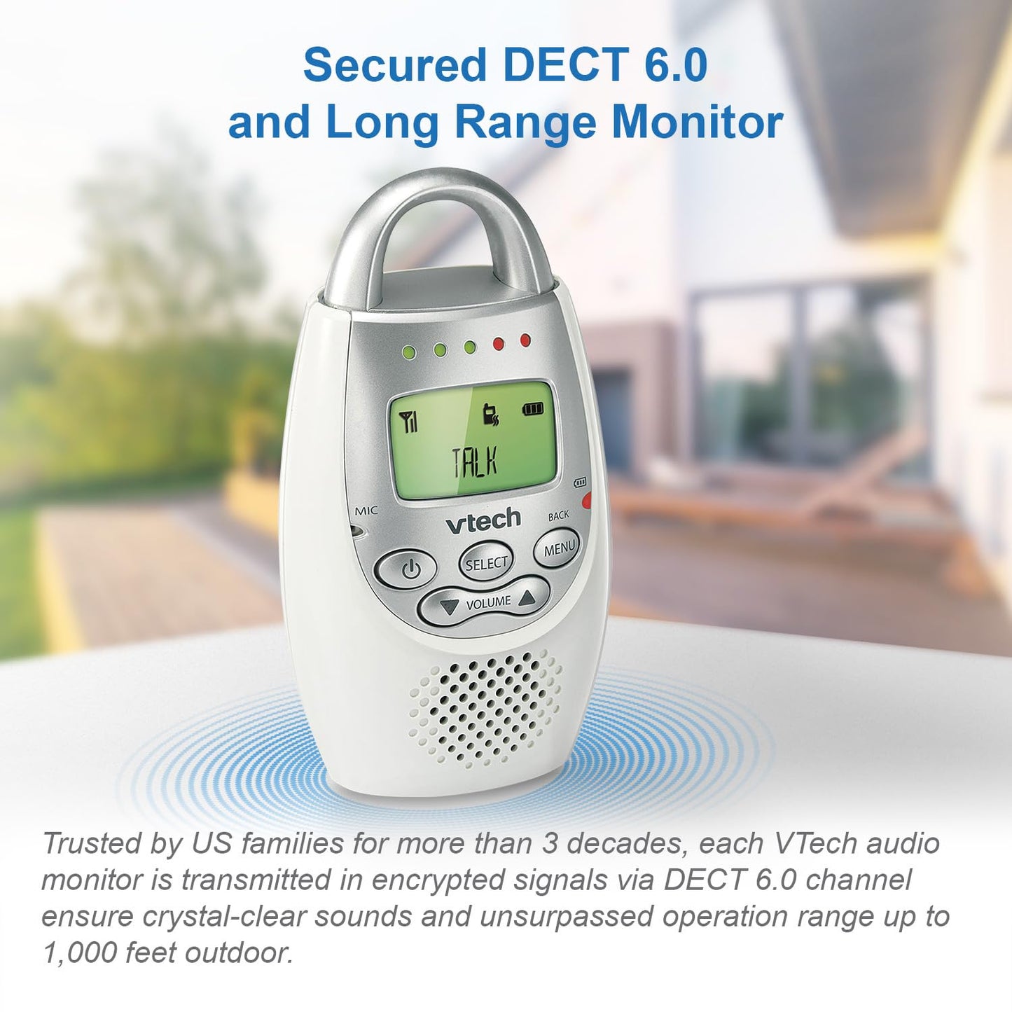 Vtech Dm221 Audio Baby Monitor With Up To 1,000 Ft Of Range, Vibrating Sound-Alert, Talk Back Intercom & Night Light Loop, White