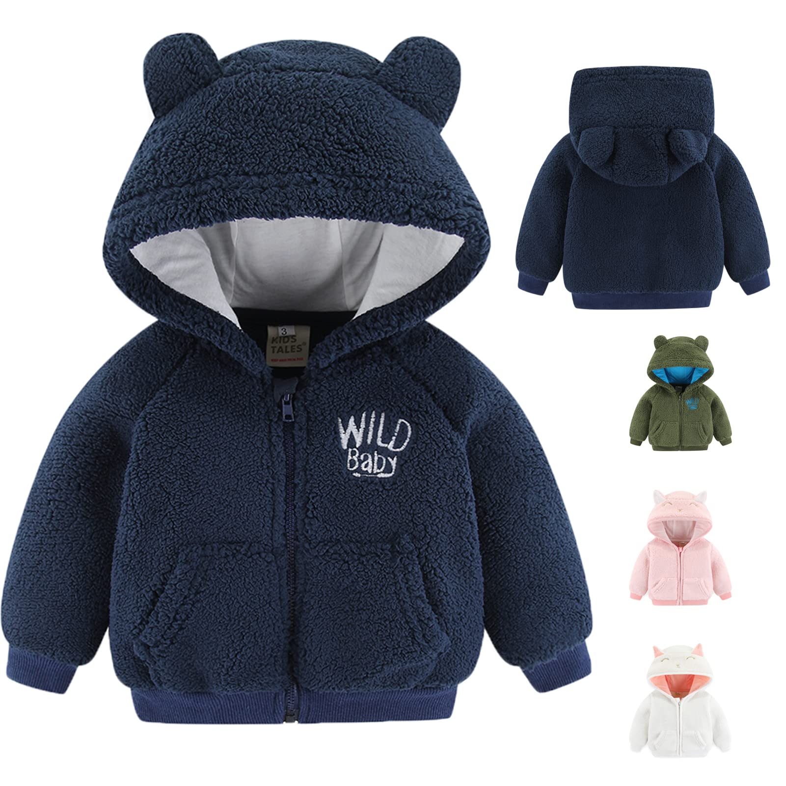 Newborn Infant Baby Boys Girls Cartoon Fleece Hooded Jacket Coat With – Cutebaby WBBAPB07JG84PMQ