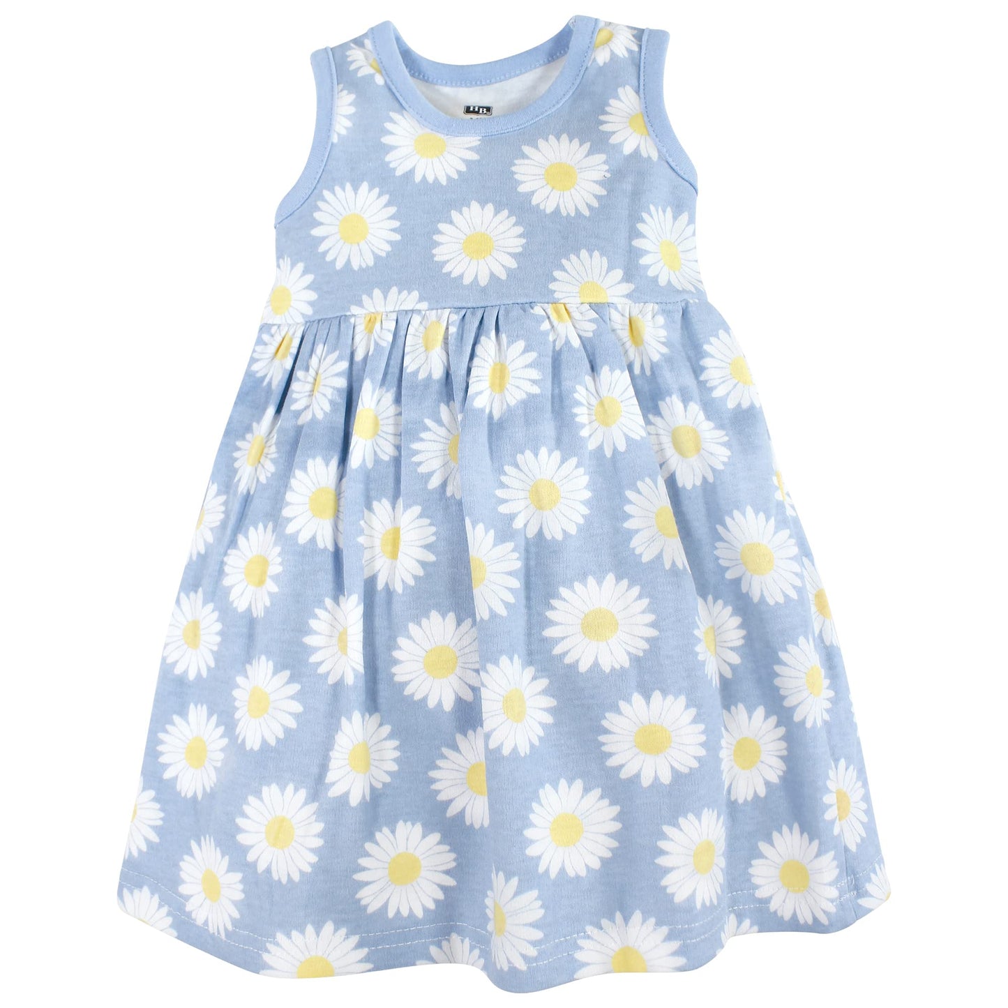 Hudson Baby Baby Girls' Cotton Dress And Cardigan Set, Blue Daisy, 3-6 Months
