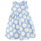 Hudson Baby Baby Girls' Cotton Dress And Cardigan Set, Blue Daisy, 0-3 Months