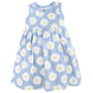 Hudson Baby Baby Girls' Cotton Dress And Cardigan Set, Blue Daisy, 9-12 Months