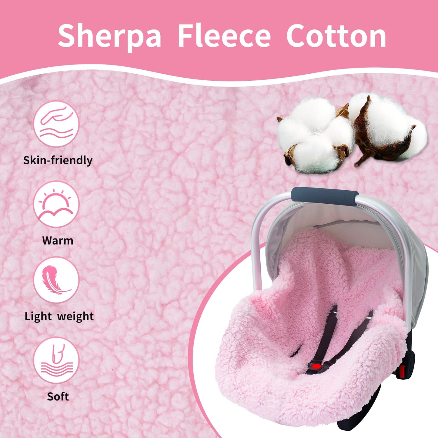 Winter Baby Car Seat Cover, Infant Car Seat Liner With Plush Fleece, Infant Insert For Baby Carseat, Warm Carseat Cover For Cold